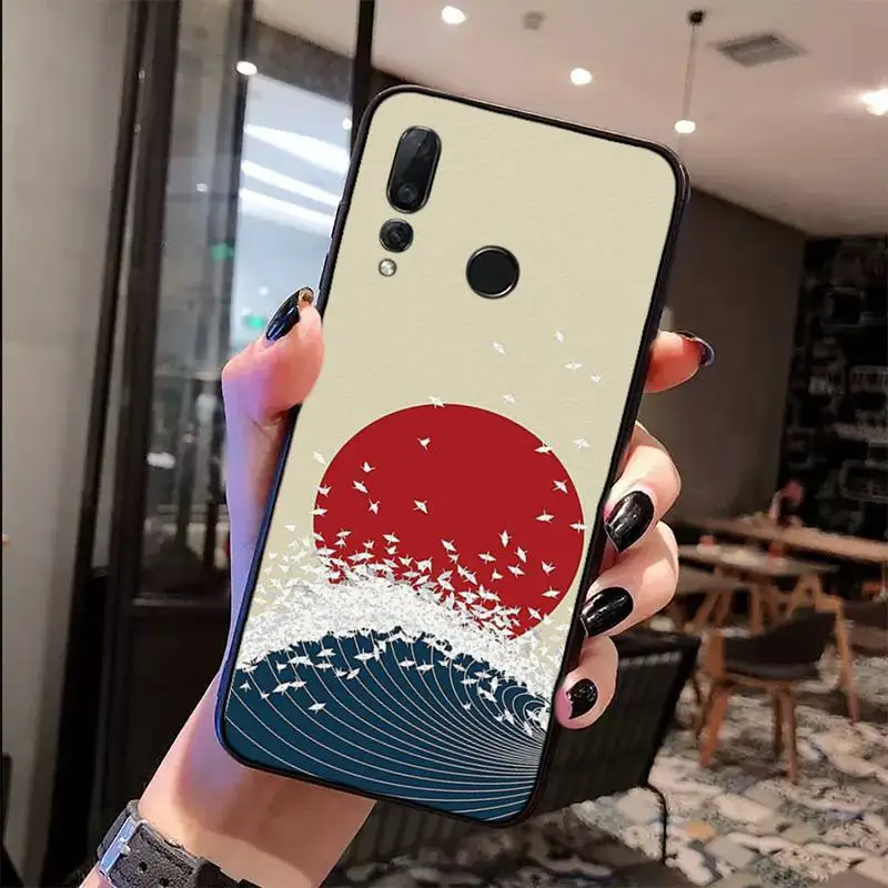 

Wave Art Japanese Green Illust Phone Case For Huawei Honor 7C 7A 8X 8A 9 10 10i Lite 20 NOVA 3i 3e