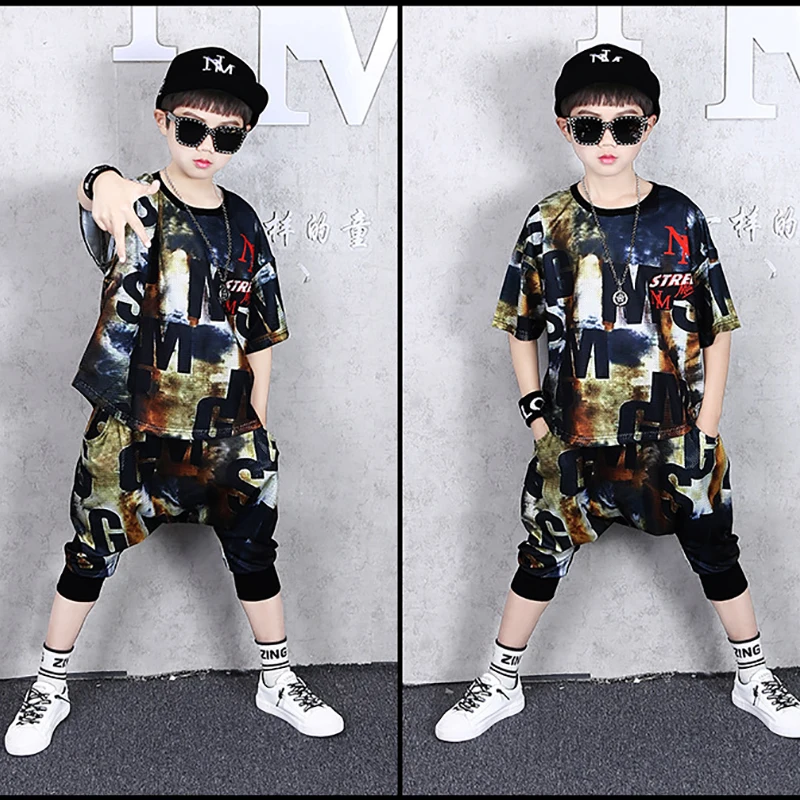Комплект летней детской одежды для мальчиков свободная Спортивная футболка с
