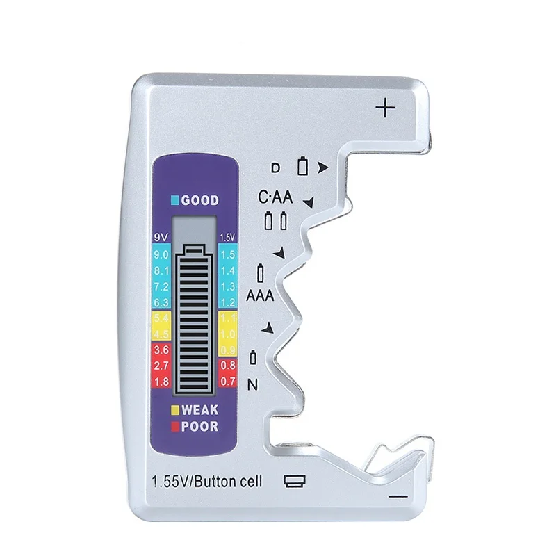 

Digital Battery Tester Battery Capacity Detector For C/D/N/AA/AAA/9V 6F22 Batteries 1.55V Button Cell Universal Battery Checker