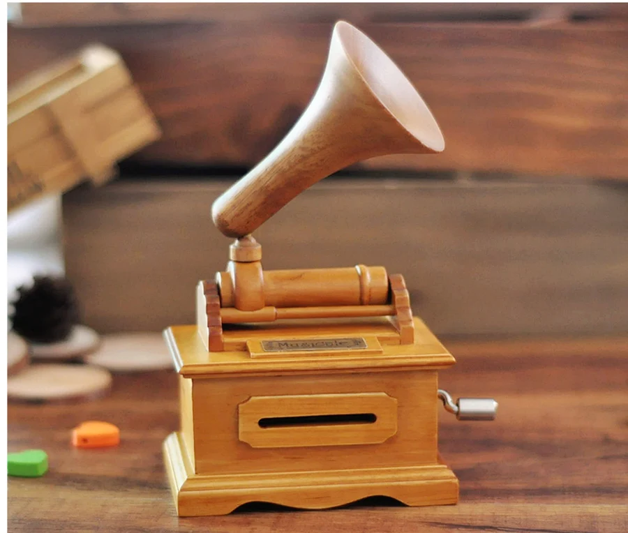 Деревянная музыкальная шкатулка винтажный граммофон сделай сам для любимой