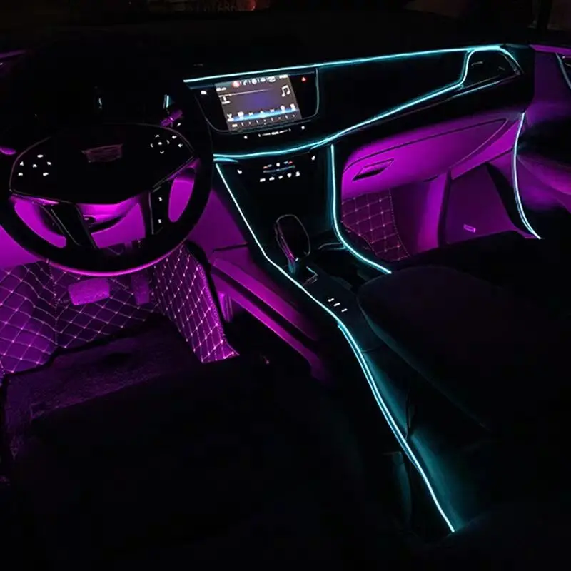 

5m Car Interior Accessories Atmosphere Lamp LED Cold Light Line with USB DIY Decorative Dash Board Console Ice Blue
