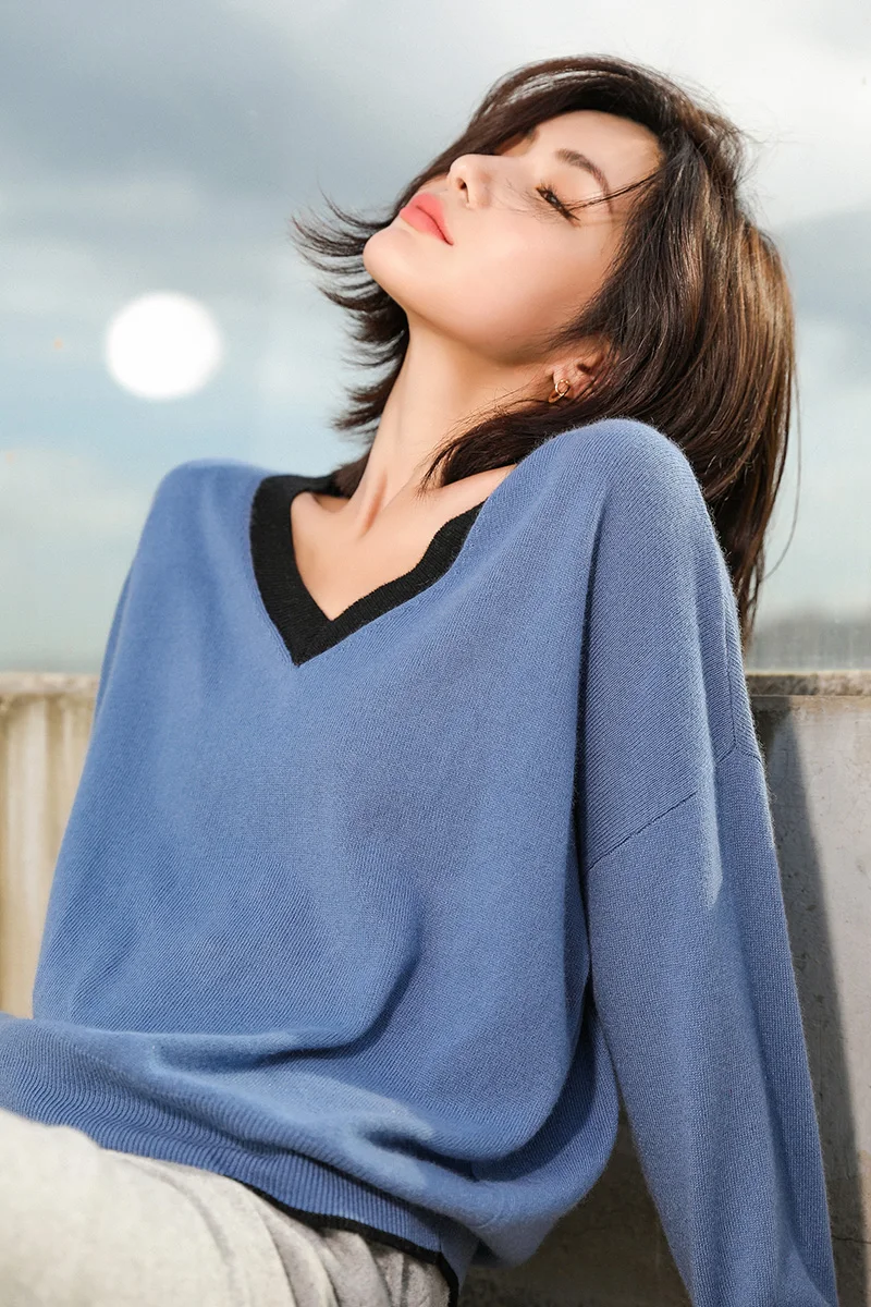 Высококачественный осенний кашемировый свитер женские пуловеры вязаный с