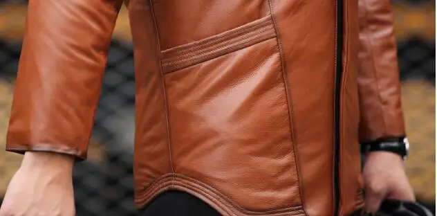 Мужская куртка из натуральной кожи зимнее теплое пальто коровьей модель MF411 |