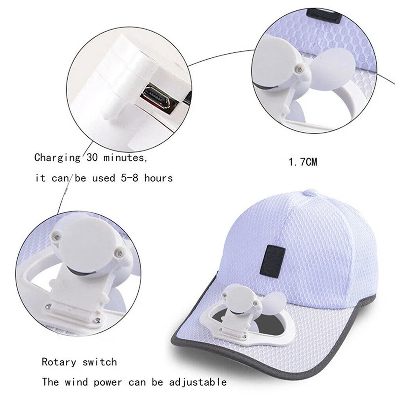 Summer Climbing Cap Unisex Mesh Anti-Sun Fan Hat USB Charging Outdoor Sports Cycling Fishing Camping Tennis Baseball Caps 2023