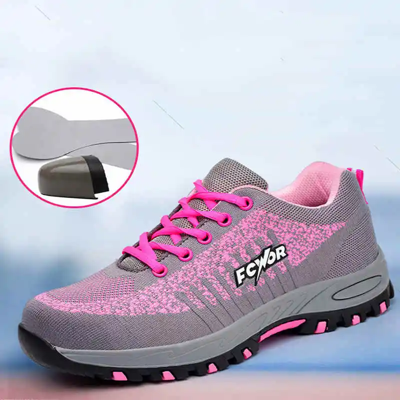 Женские защитные ботинки со стальным носком рабочие дышащие кроссовки удобные