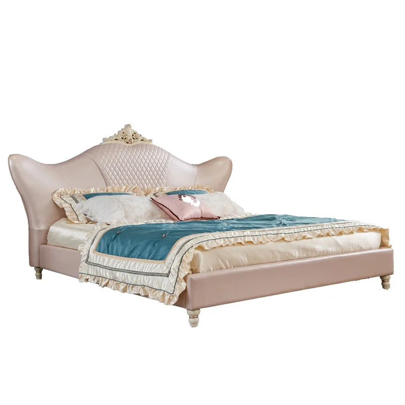 Кровать из натуральной кожи в европейском стиле кровать для хозяйской спальни