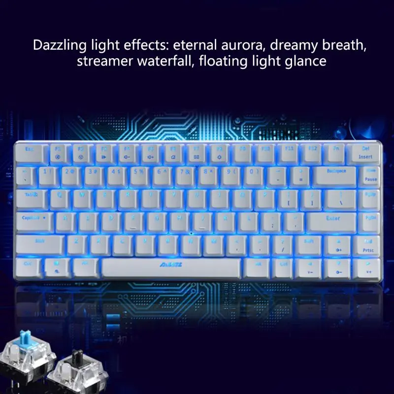 

Ajazz AK33 82 Keys Mechanical Keyboard Russian/English Layout Gaming Keyboard RGB Backlight Switch Wired Keypad