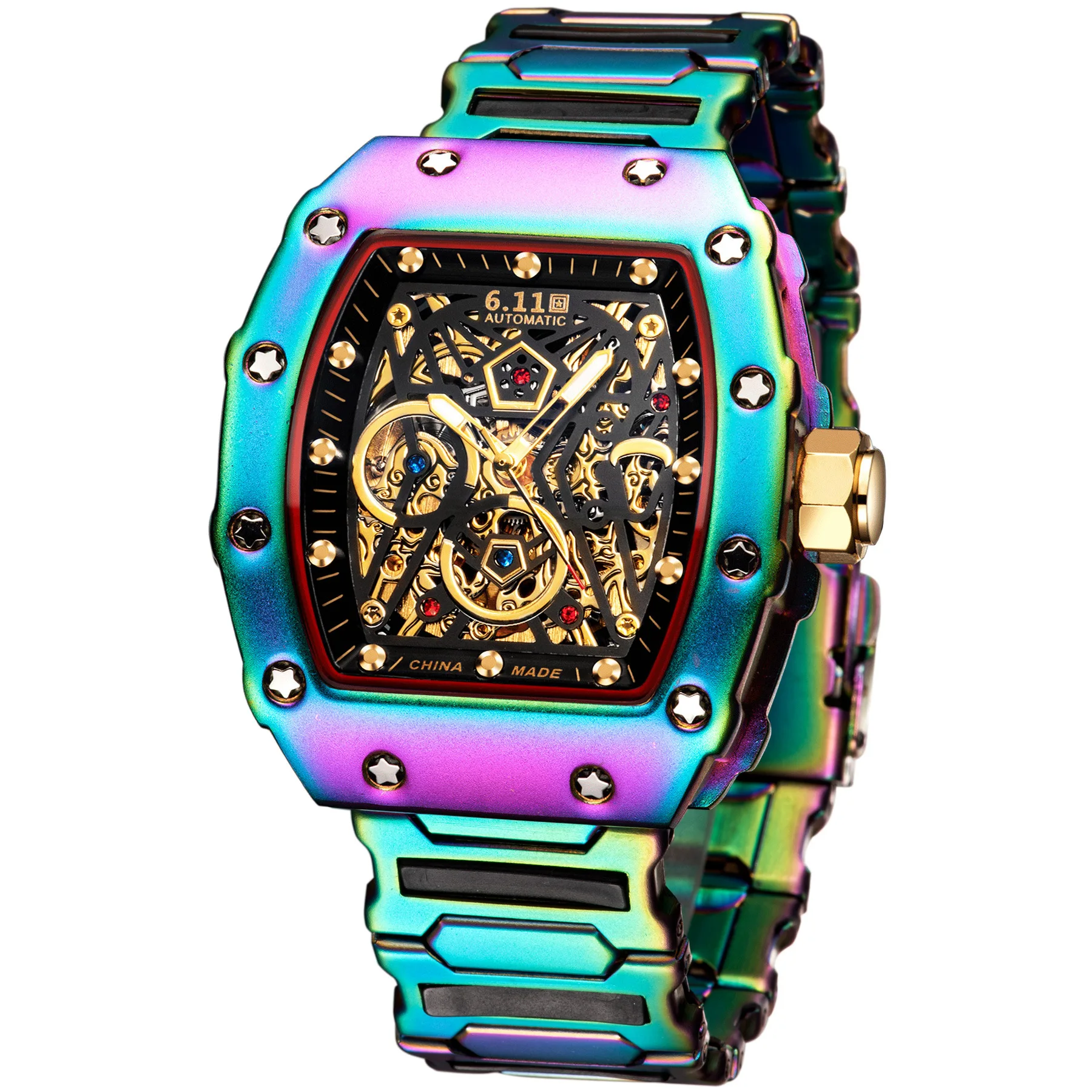 

6.11 Dazzling color luxury automatic mechanical watch for men waterproof men's watch relogio masculino Ричард миллер Richard