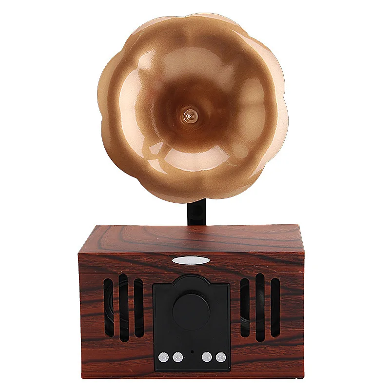 

Retro Bluetooth Call Audio Wood Grain 2 Speaker Subwoofer U Disk Card MP3 Portable FM Radio AUX Audio Lithium Battery Speakers