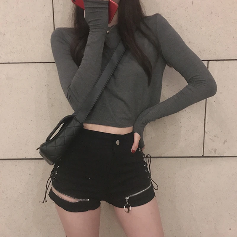 

Camiseta Mujer 2020 Spring Fashion Tee Shirts Woman Clothing Korean Ulzzang Harajuku Solid Long Sleeve T-shirts For Women Crop