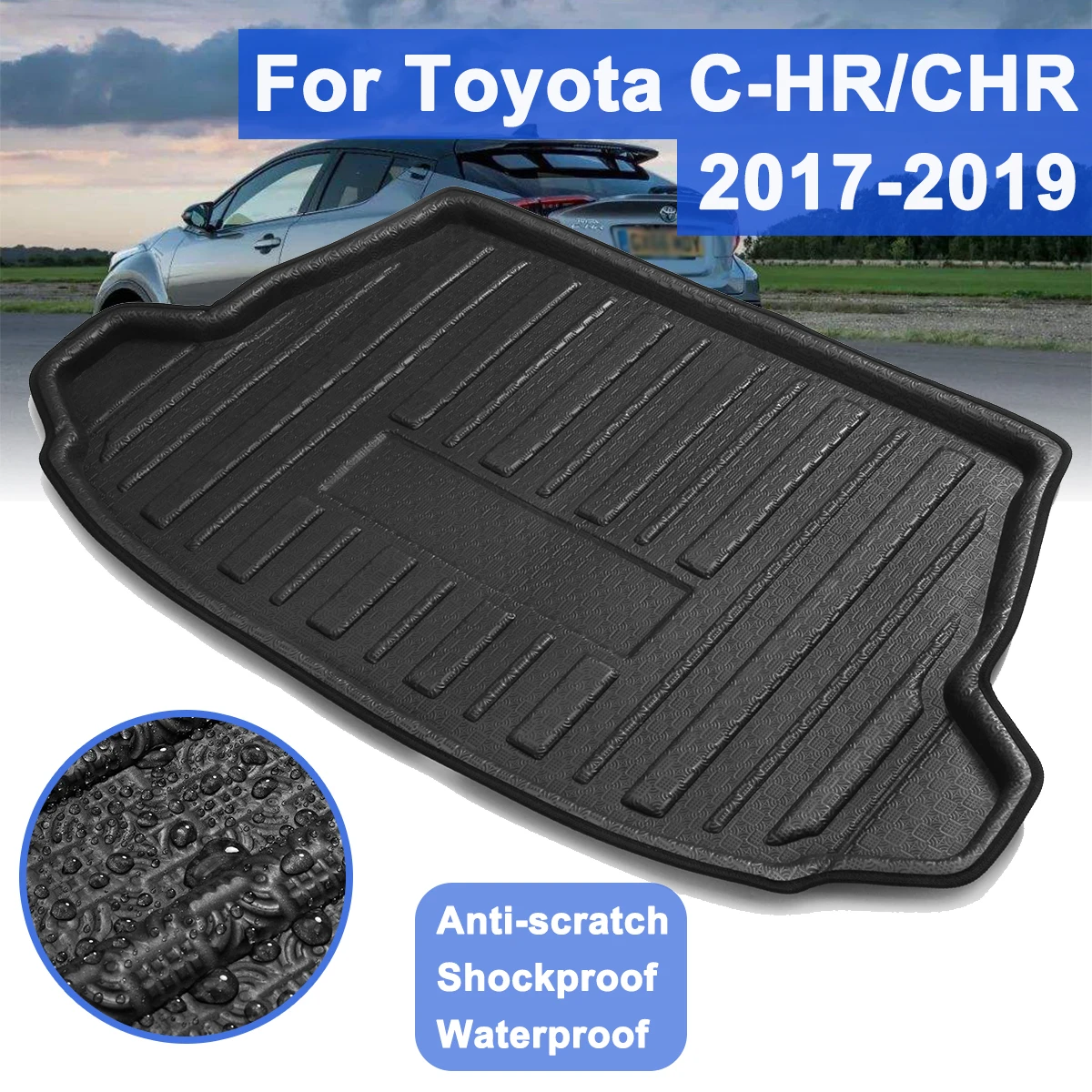 

Для Toyota C-HR CHR 2017 + 1 шт., задний багажник, поднос для багажника, автомобильные аксессуары, напольный коврик, подкладка для багажника, грузовой к...