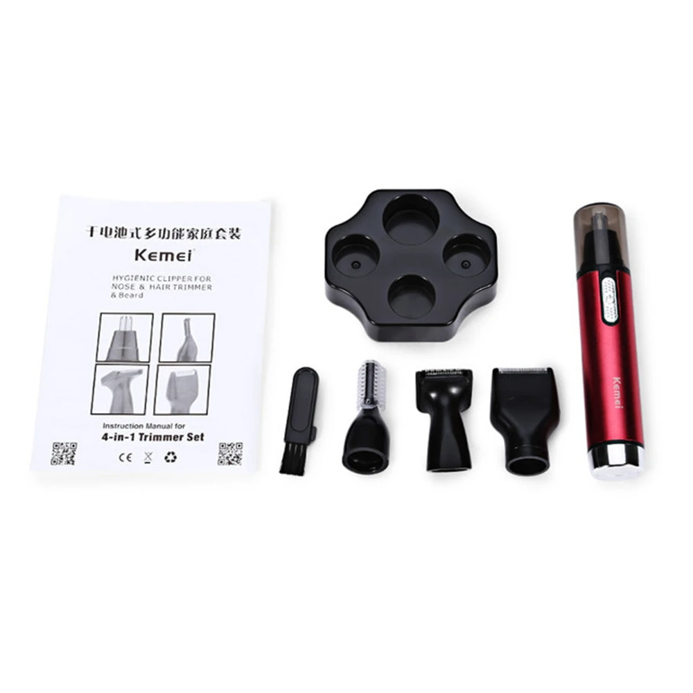 KEMEI 4 в 1 триммер для волос носу ушей электробритва уход за лицом машинка стрижки