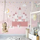 Скандинавский розовый замок принцесса комната Звездное 3d фрески дети фон обои для спальни дети домашний декор Papel De Parede 3D