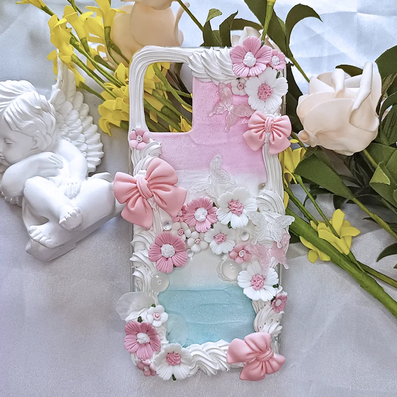 

Bowknot Flower Fairy Cream Glue Phone Case Goddess Customization Applicable To Any Model Apple iPhone Huawei