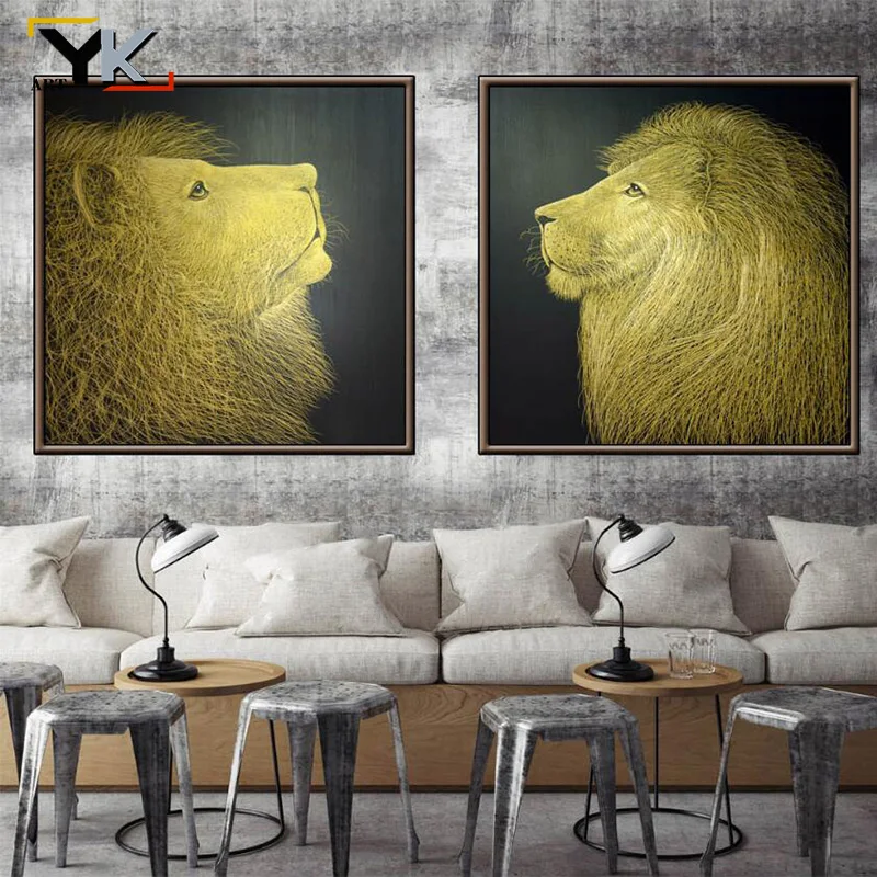 Картина льва животных абстрактная картина маслом на холсте постеры и принты