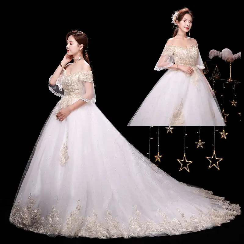 LAMYA Новое свадебное платье для невесты со шлейфом беременных женщин бальное в