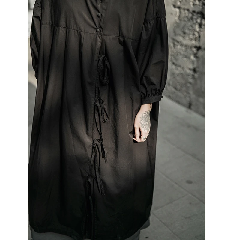 

XUXI Women Spring Autumn 2020 Dress Simple Large Black Size With Open And Round Neck, Long Sleeves, Loose, Trendy FZ0886