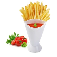 1pc stand 2 in 1 french fries shelf holder assorted sauce chips snack cone dip cup two cup mouth vegetables salad tableware