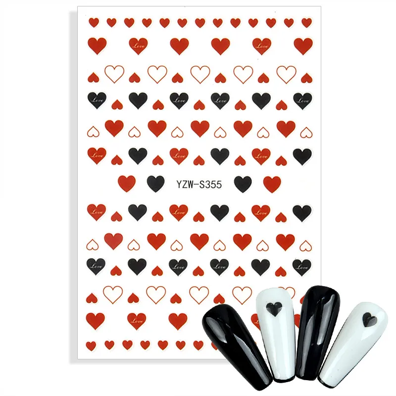 

1 лист 3D наклейки для ногтей в форме сердца, губ, красного цвета, абстрактное лицо, пламя, Бабочка, дизайн, цветной дизайн ногтей, клейкий нако...