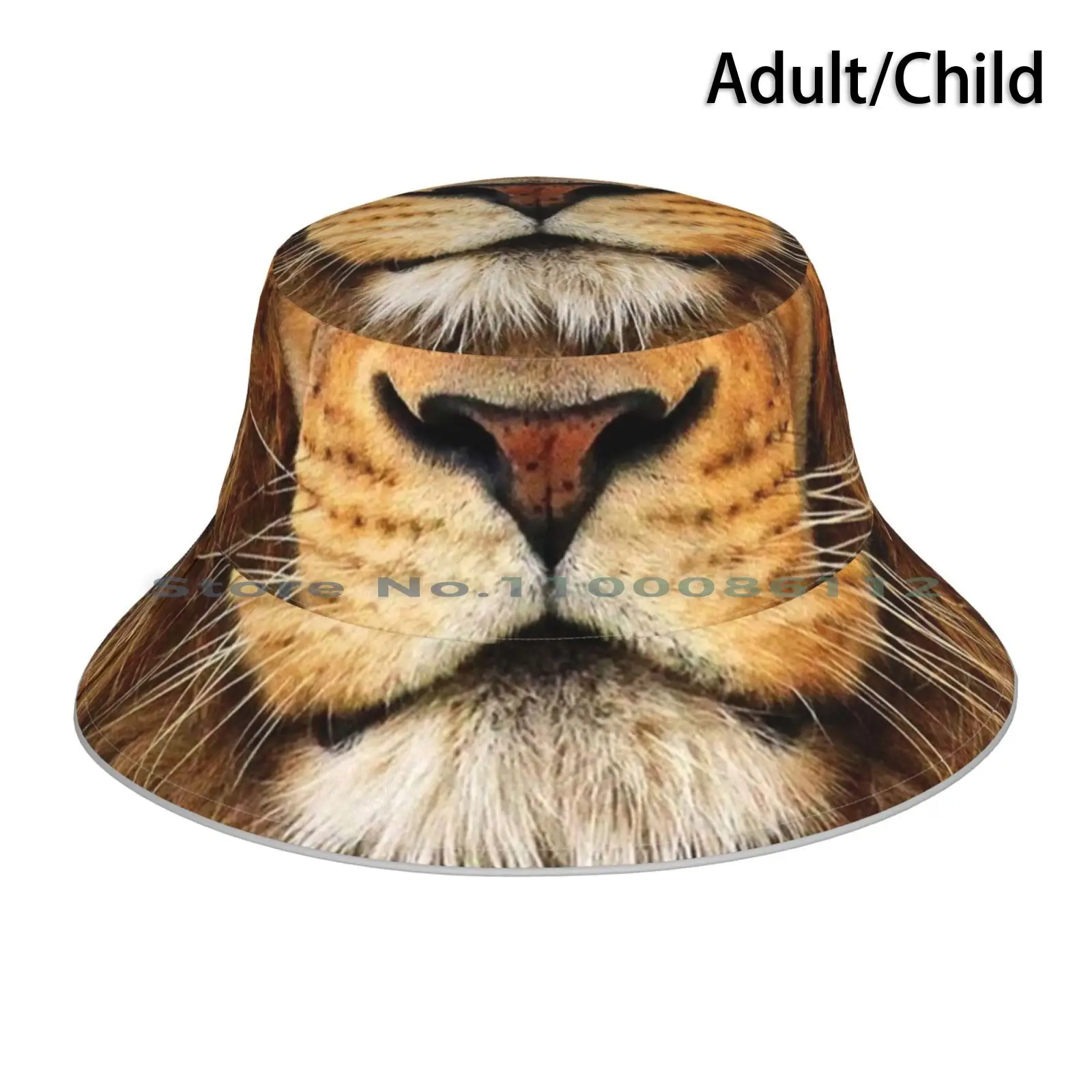 

Lion Face Bucket Hat Sun Cap Lion Face Big Cats Animal Wildlife Safari Jungle Africa Nature Tiger Cougar Cheetah Zoo Brimless