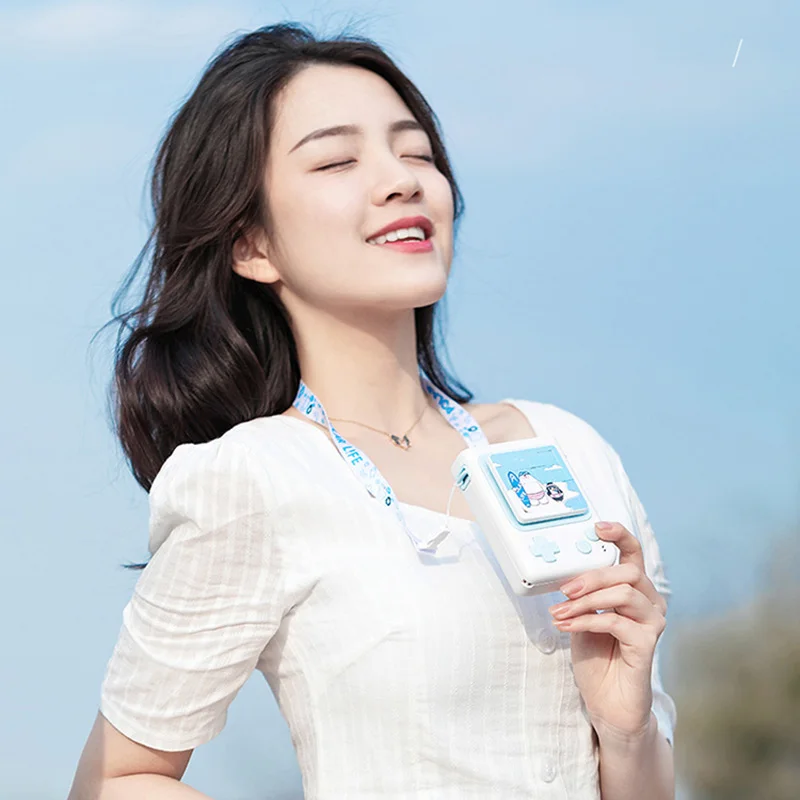 

Cartoon Mini USB Hanging Neckband Fan with Cute Playable Puzzles Portable Micro USB Cooling cooler With aromatherapy function