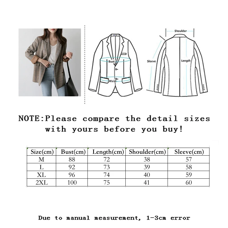 

Vangull Vintage Plaid Double Breasted Blazers Women Spring New Oversized Long Sleeve Grid Female Suit Coat Casual Jacket Outwear