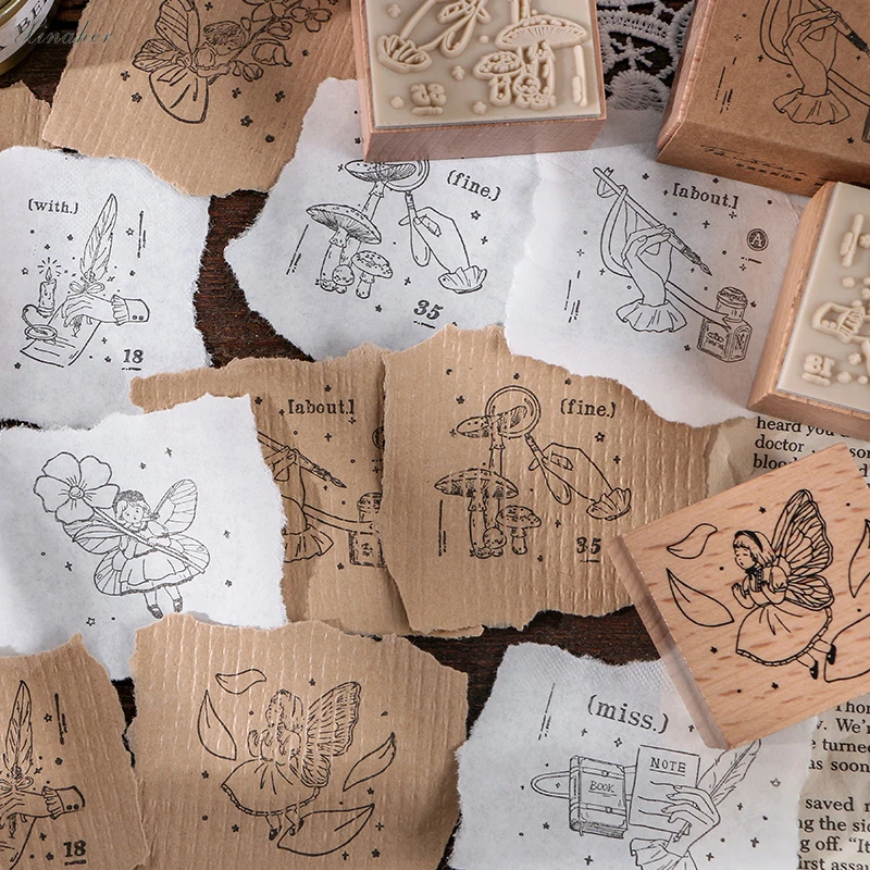 XINAHER Vintage Flower Fairy mushroom stamp DIY wooden rubber stamps for scrapbooking stationery standard | Дом и сад
