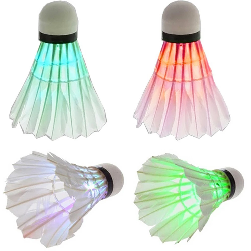 

LED Badminton Luminous Colorful Goose Feather Shuttlecock Dark Night Luminous Bird Outdoor Indoor Sports Activity Lighting 4 Pcs
