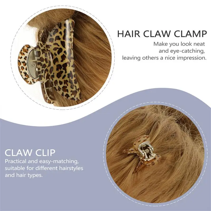

8pcs Vintage Leopard Printed Hair Jaw Clips Fashionable Hair Clamps for Women