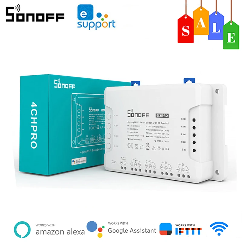 Sonoff 4CH R3/4CH PROR3 WiFi Smart Switch 4 Gang Wireless Countdown Timing Remote Control Home Automation Via Ewelink APP | Электроника
