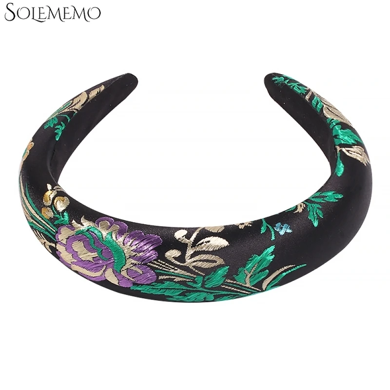 Женская повязка на голову с атласным узором в стиле ретро этнические украшения