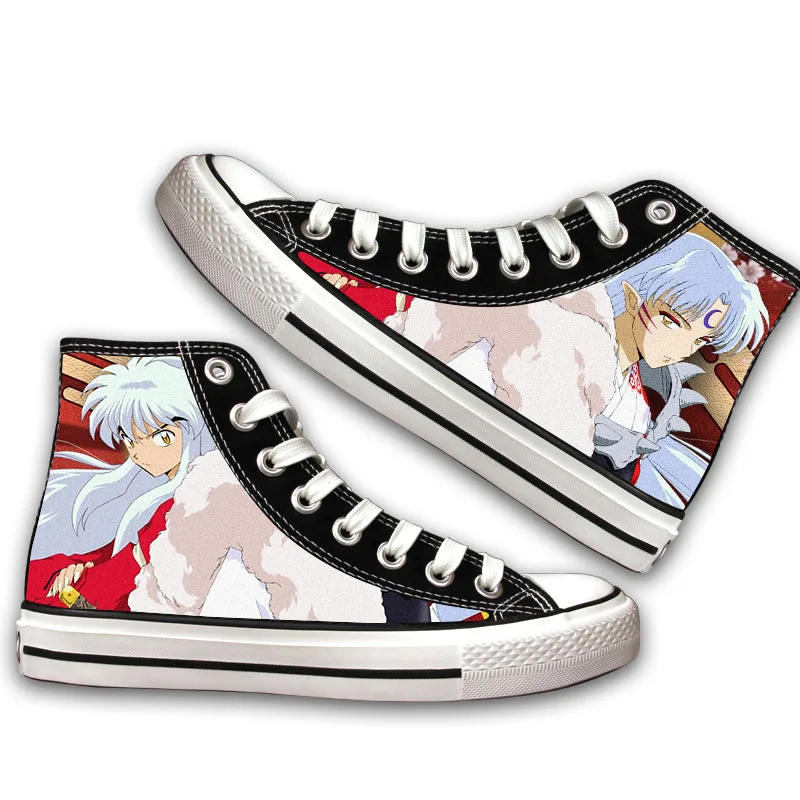 

Unisex Inuyasha Kikyō Casual Canvas Shoes Student Inuyasha Sesshoumaru Higurashi High Flat Bottom duck shoes Sneakers