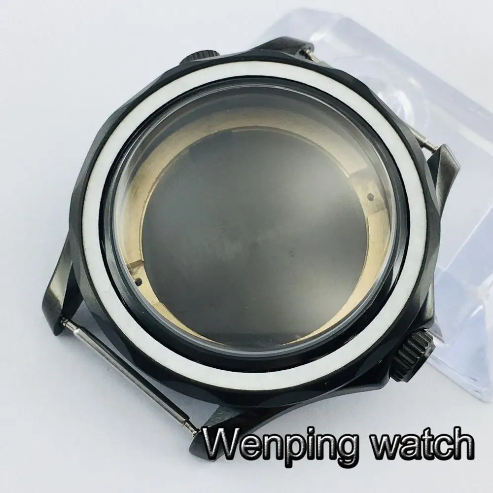 Черный чехол для часов из нержавеющей стали с сапфировым стеклом подходит ETA 2836