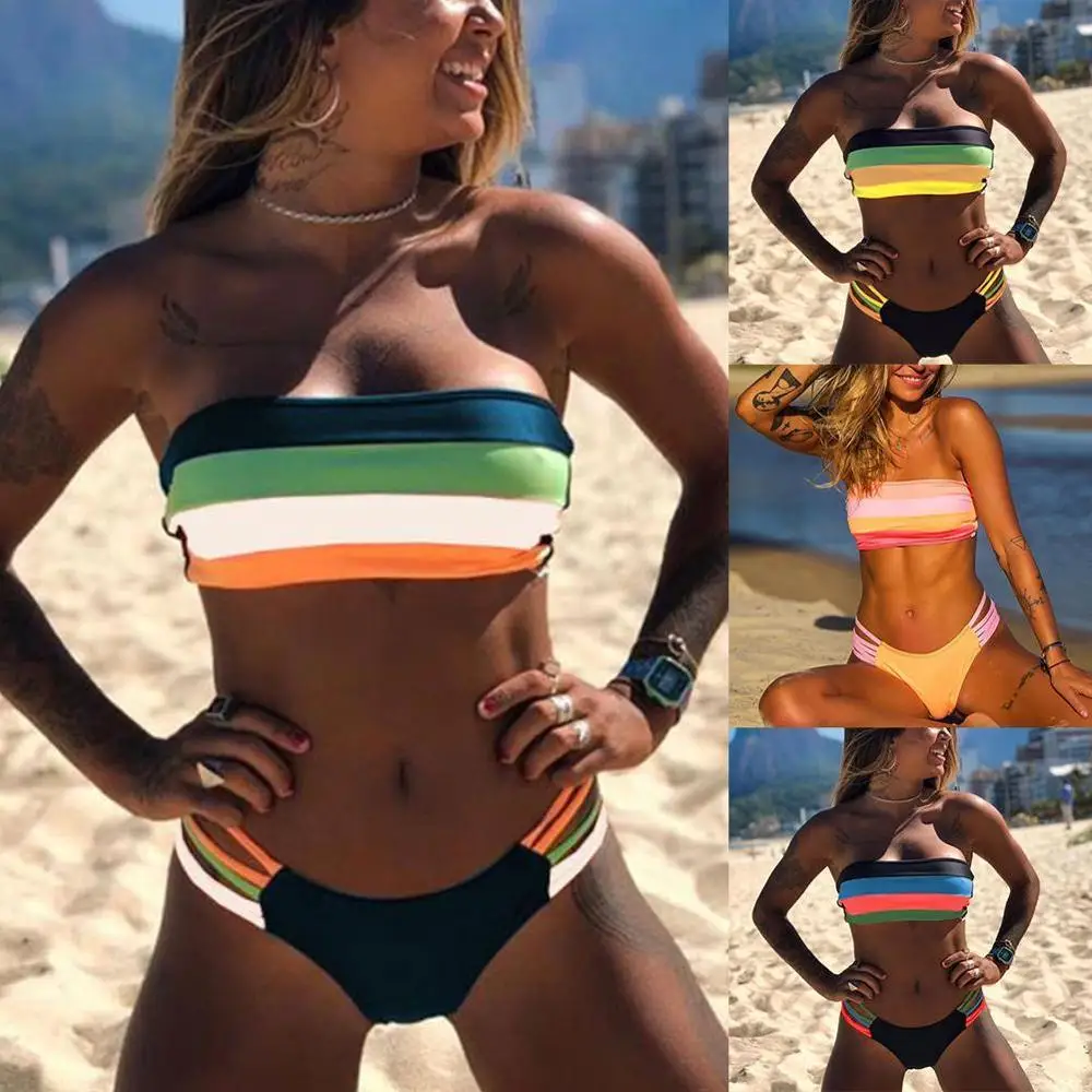 Качественный Женский Топ без бретелек бикини бюстгальтер купальник грудь