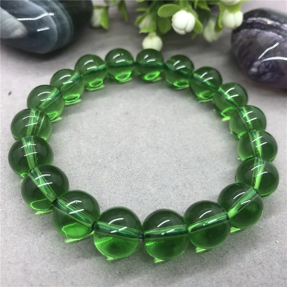 

6/8/10/12mm Green Quartz Crystal Beads Bracelet Charm Handmade Gift for Friend