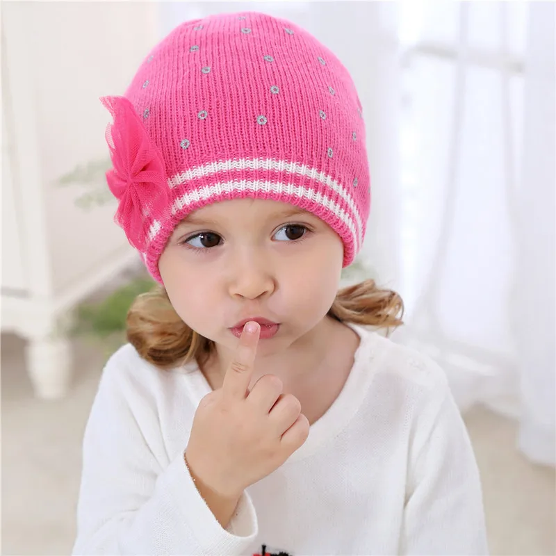 rose hat Новая модная сетчатая детская шапка с бантом шляпа детская шапочка весенне-Осенняя детская шапка для девочек зимняя теплая детская шапка - Цвет: rose hat