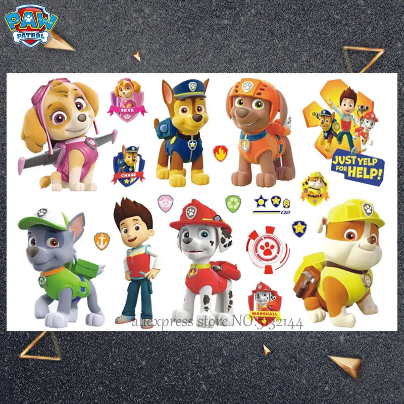 Цвет: желтый Paw Patrol милый мультфильм временные татуировки наклейки для детей мальчиков Игрушки бумага для тату паста водонепроницаемый день рождения подарок для детей - Цвет: Цвет: желтый