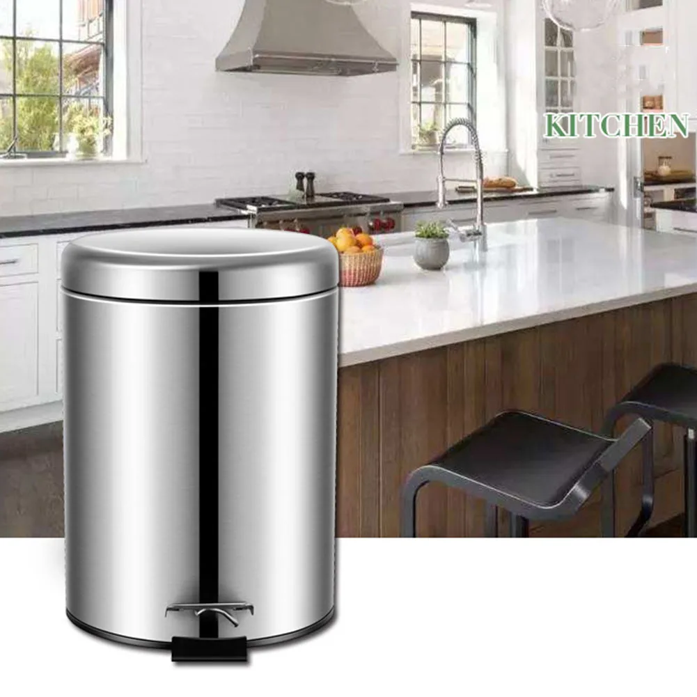 5л нержавеющая сталь шаг мусорное ведро мусорная корзина контейнер с крышкой
