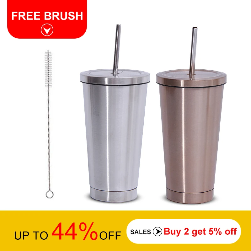 Кофейная кружка из нержавеющей стали 500 мл Термокружка с крышкой вакуумная колба