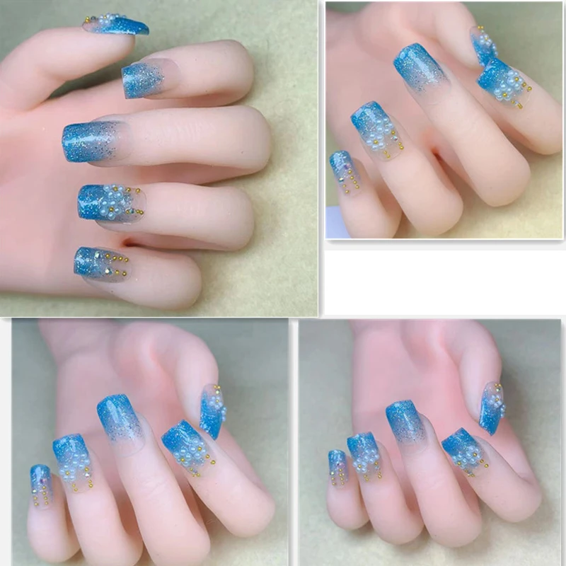 

24pcs False Nails Fashion Manicure Patch Save Time Wearable Nail Patch With Glue Nail Art Nail Tips Faux Ongles