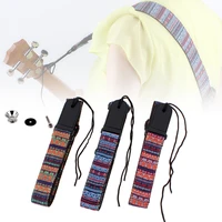 adjustable 75 130cm ukulele guitar strap cotton leather bohemian style sling belt buckle with tail nail accessories