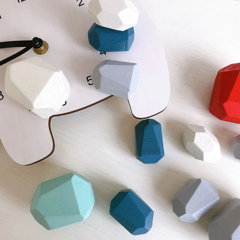 

5-32pcs Wooden Sorting Stacking Balancing Stone Rocks Educational Learning Montessori Toys Building Blocks 124D