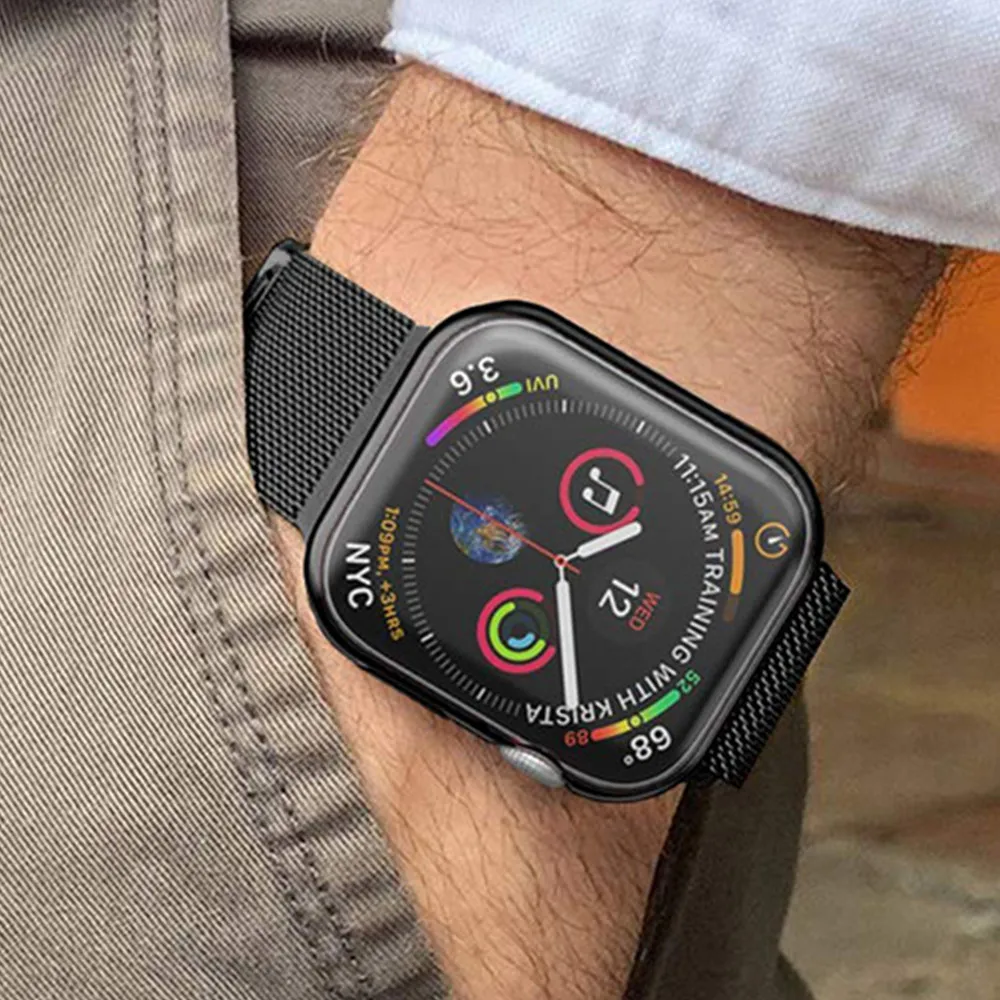 Мягкий силиконовый чехол Обложка для apple watch ремешок Watch 4 3 5 Чехол 44 мм/40 мм iwatch 42 38