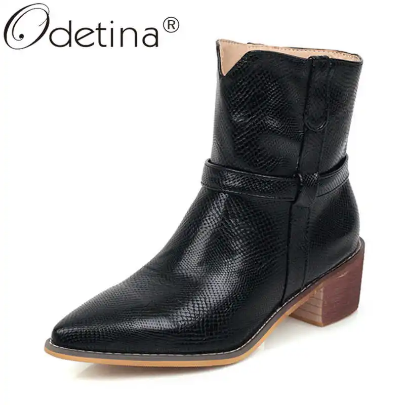 Odetina/женские ботильоны с острым носком без застежки Модные женские зимние