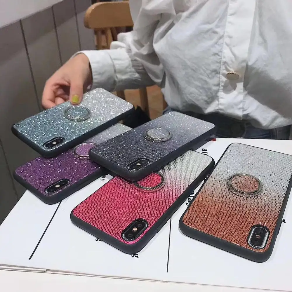 С сияющими блестками и пайетками стенд для колец на палец samsung Galaxy S10e S8 S9 Note 9