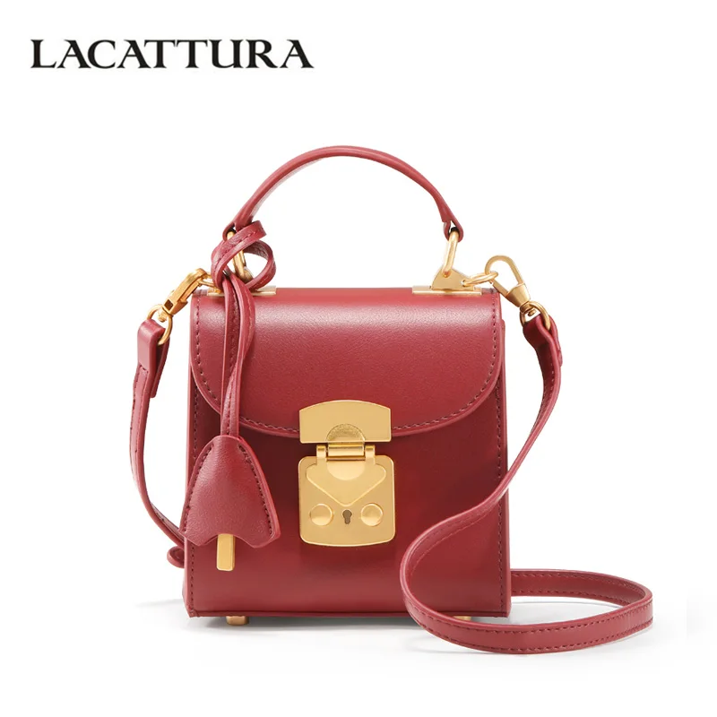 LACATTURA Маленькая женская сумка в ретро стиле дизайнерская с замком мини клапаном