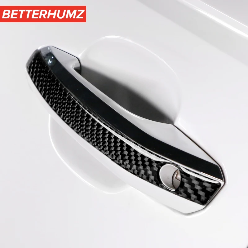 Betterhumz Car Styling Exterior Carbon Fiber Door Handle Anti-collision Strips Trim Cover For Audi A4 A5 2017-2022 Accessories | Автомобили