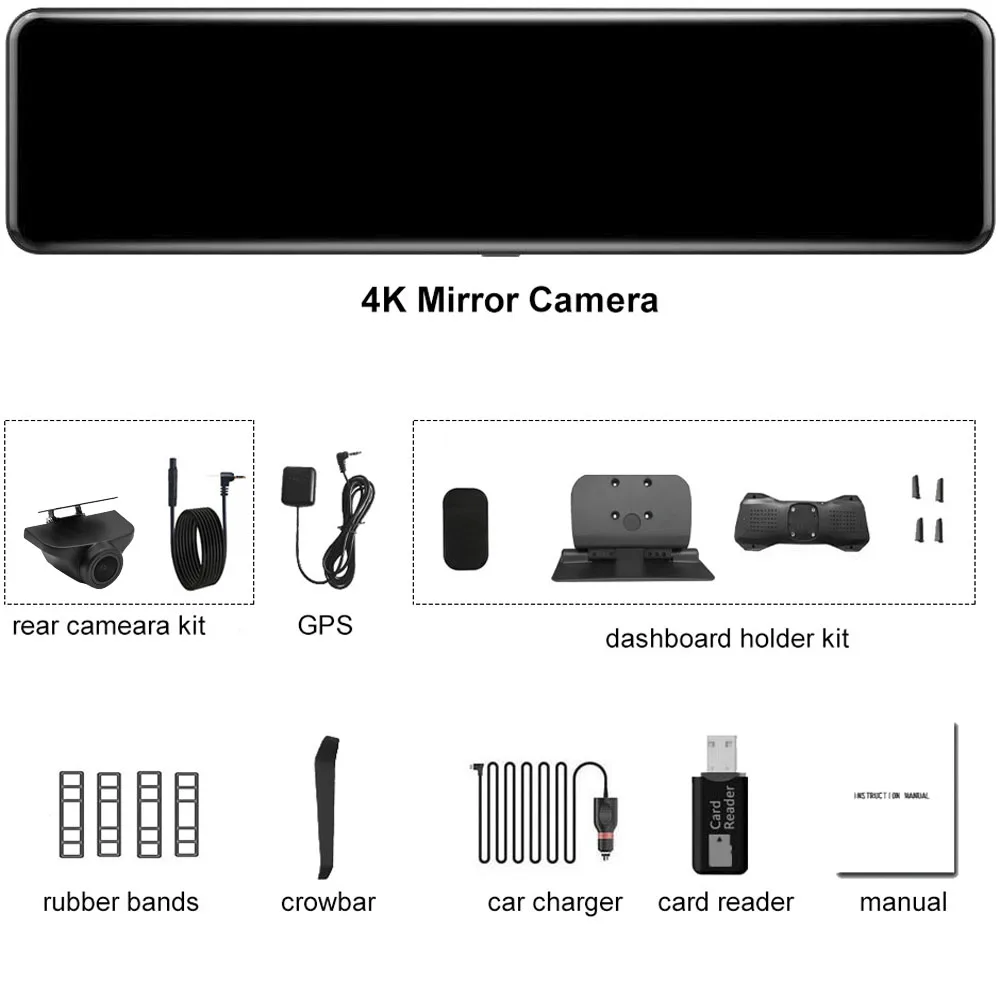 

HGDO 4K 38402160 Car DVR GPS Track Dashboard Video Recorder Sony IMX415 Rear View Mirror Camera Auto Registrar Console Dvrs