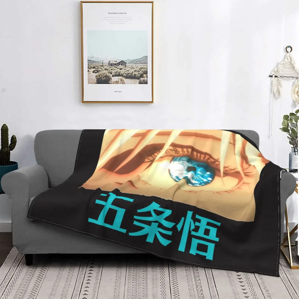 

Gojo Satoru Collage Manga Blankets Fleece Printed Jujutsu Kaisen Anime Breathable Throw Blankets for Home Couch Plush Thin Quilt