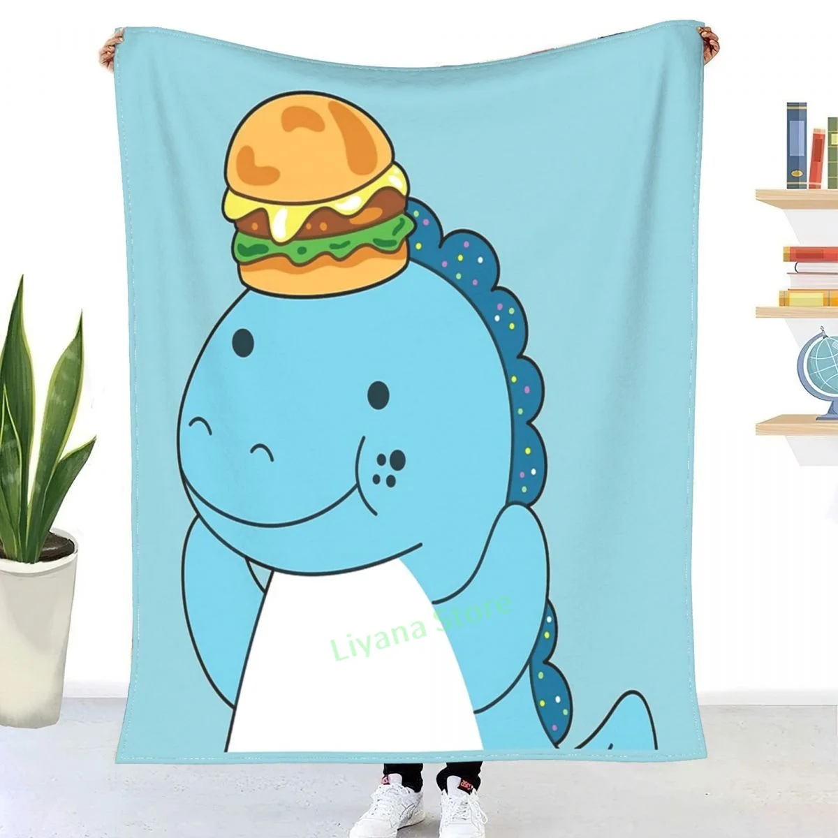 

Moriah Elizabeth Cousin Derp The Dinosaur Throw Blanket 3D printed sofa bedroom decorative blanket children adult Christmas gift